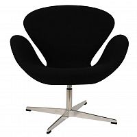 кресло arne jacobsen style swan chair черная шерсть в Великом Новгороде