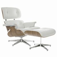 кресло eames style lounge chair & ottoman белое в Великом Новгороде