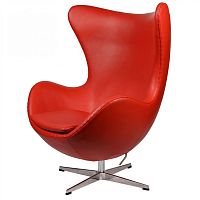 кресло arne jacobsen style egg chair кожа красное в Великом Новгороде