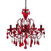 люстра 19th c. rococo iron & smoke crystal round (красная) красная в Великом Новгороде