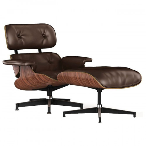 кресло lounge chair & ottoman коричневое в Великом Новгороде