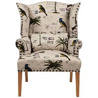 кресло мягкое с ушами quinn tufted armchair бежевое с рисунком в Великом Новгороде